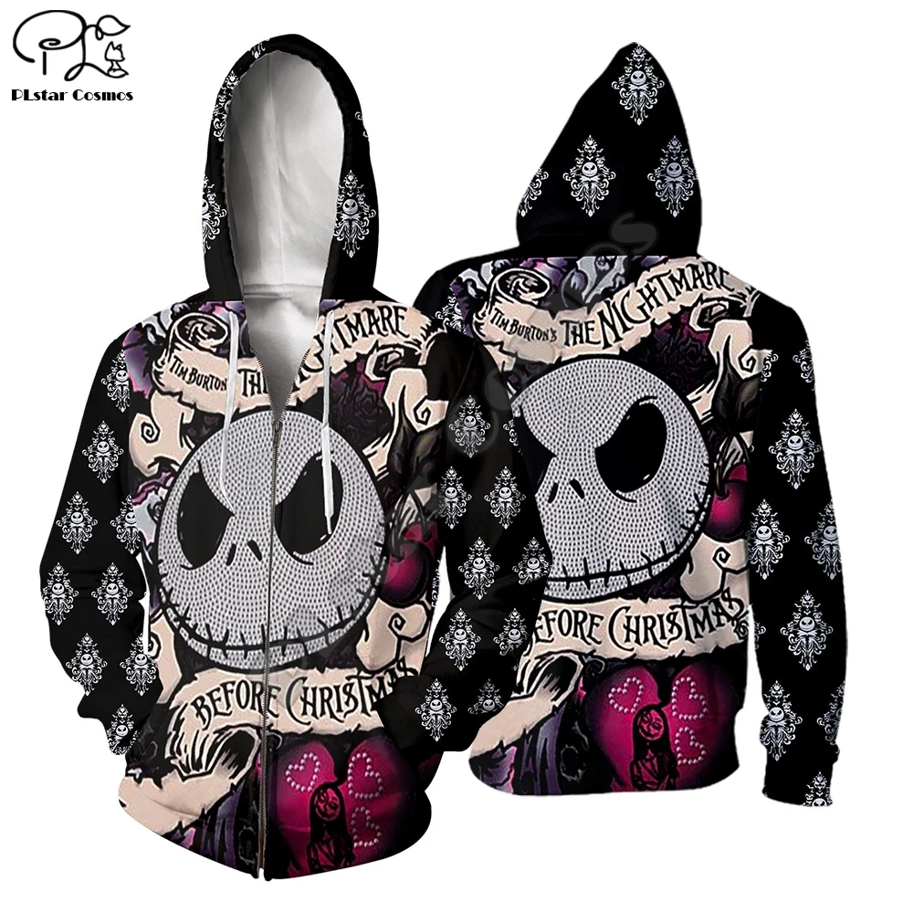 

PLstar Cosmos Halloween Nightmare before Christmas jack skellington Horror Funny Long Sleeve Women/Men 3DPrint Men's Hoodies A-3
