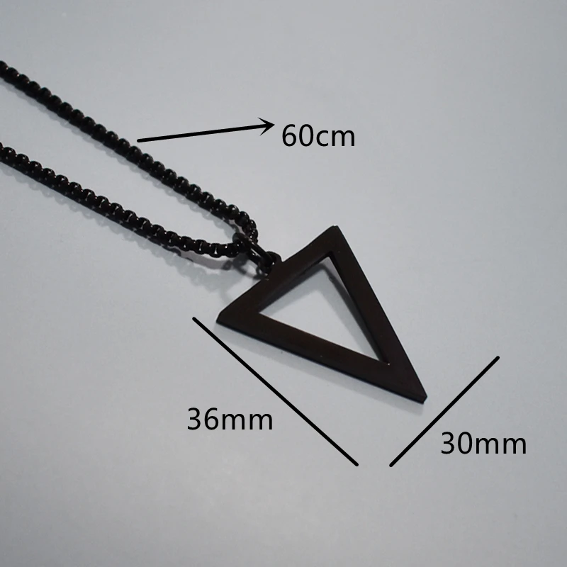 Geometric Men's Necklaces Black Silver Color Hollow Triangle Pendant Minimalist Metal Stainless Steel Male Simple Jewelry | Украшения и