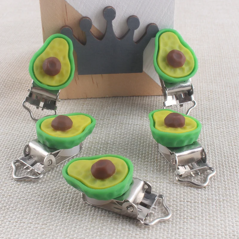 

5/10Pcs Avocado Plastic Pacifier Clips Holder DIY Newborn Baby Dummy Bottle Feeding Nipple Holder Strap Chain