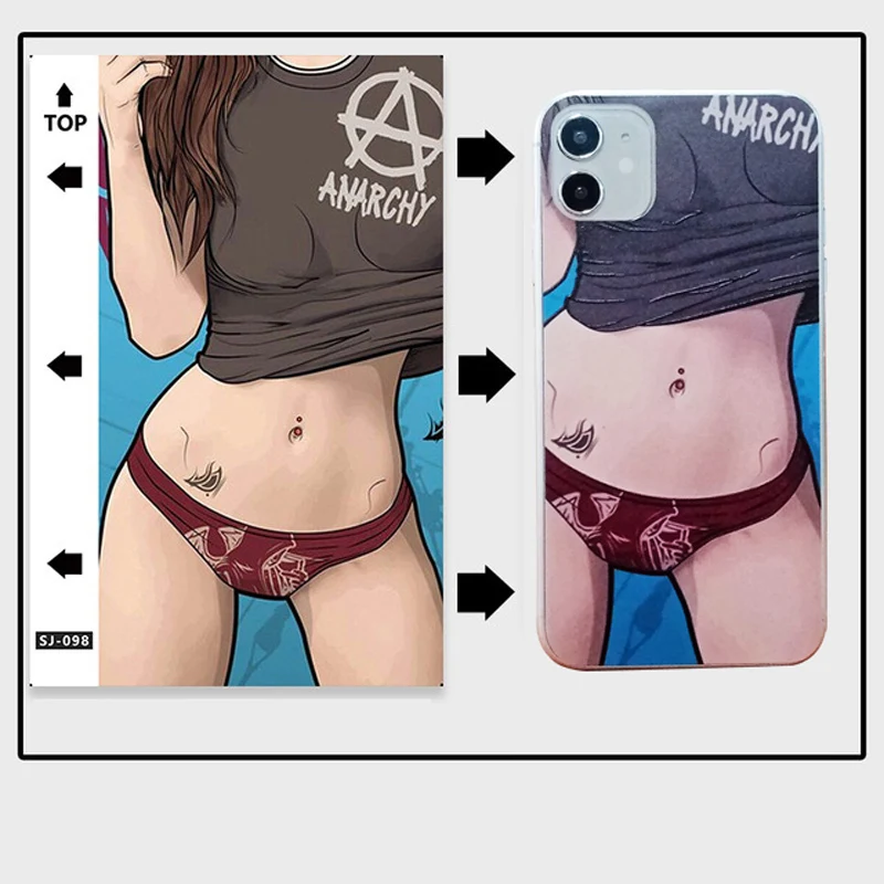 

Cartoon Sexy Girl Embossed Back Film Screen Protector For iPhone 11 12 13 Pro Max Mini XR XS X 5 5S SE 6 6S 7 8 Plus Sticker