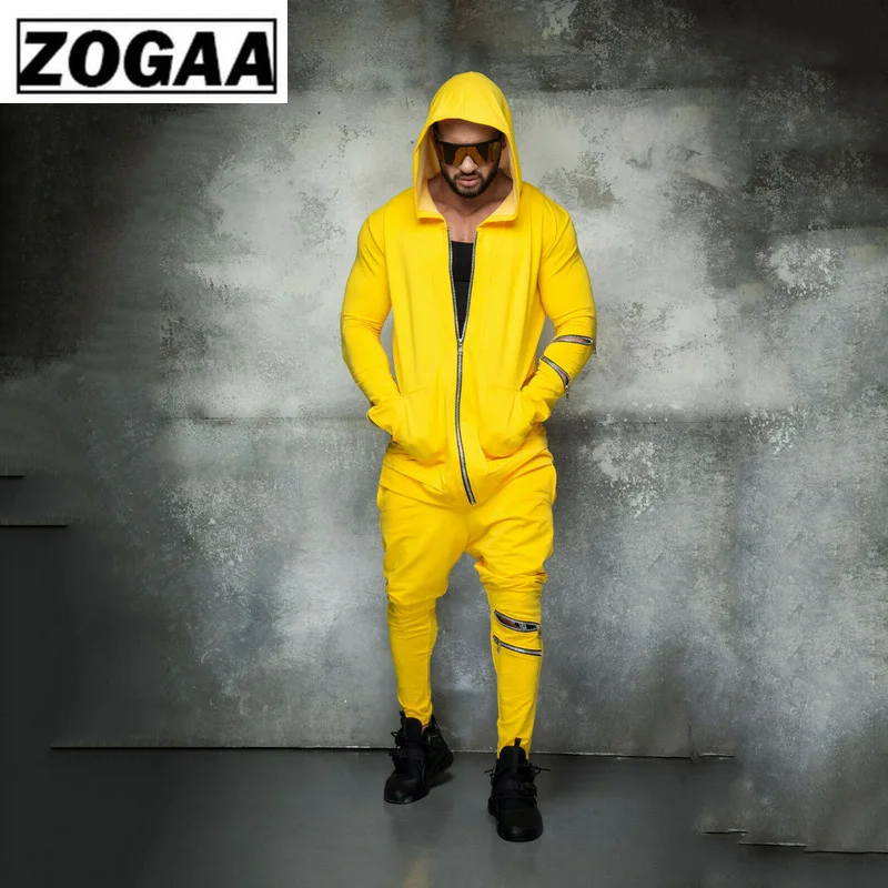 ZOGGA 2019 модные спортивные костюмы мужские толстовки с капюшоном + беговые штаны 2