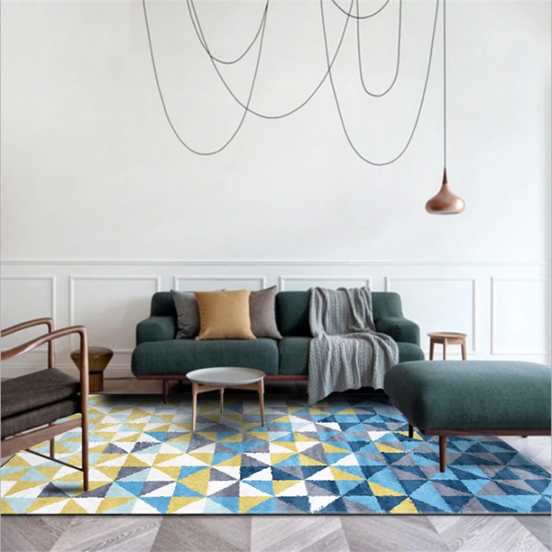 Ковер воздушный поцелуй для гостиной в скандинавском стиле геометрические синие