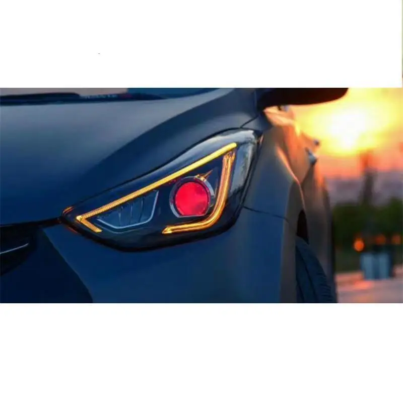 Боковой указатель поворота внешний стиль авто Drl светодиодные дневные ходовые части фары автомобильные фары в сборе для hyundai Elantra
