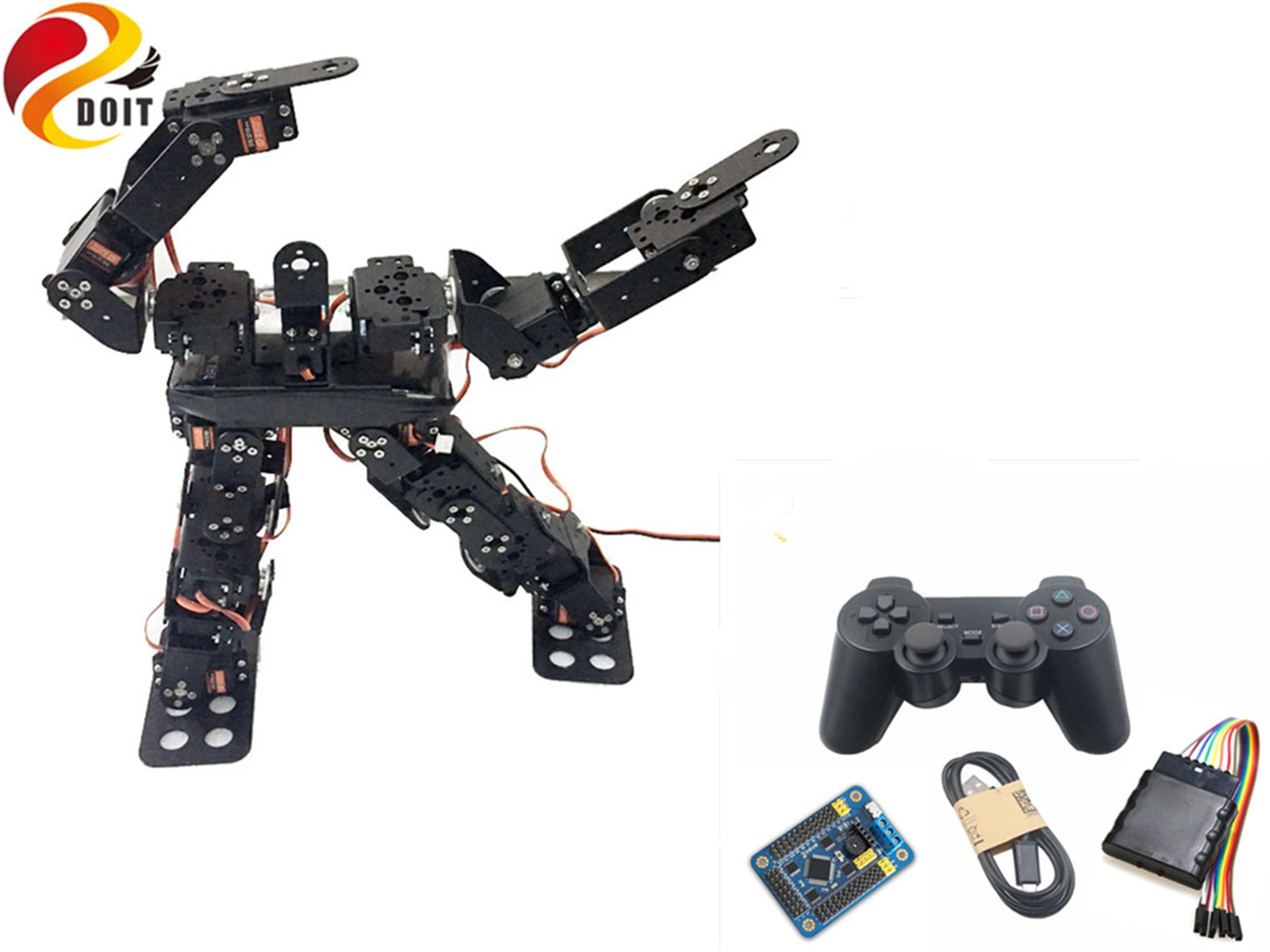 PS2 ручка Управление 17DOF двуногий робот гуманоид RC металла робота с 17 шт. Servo 32