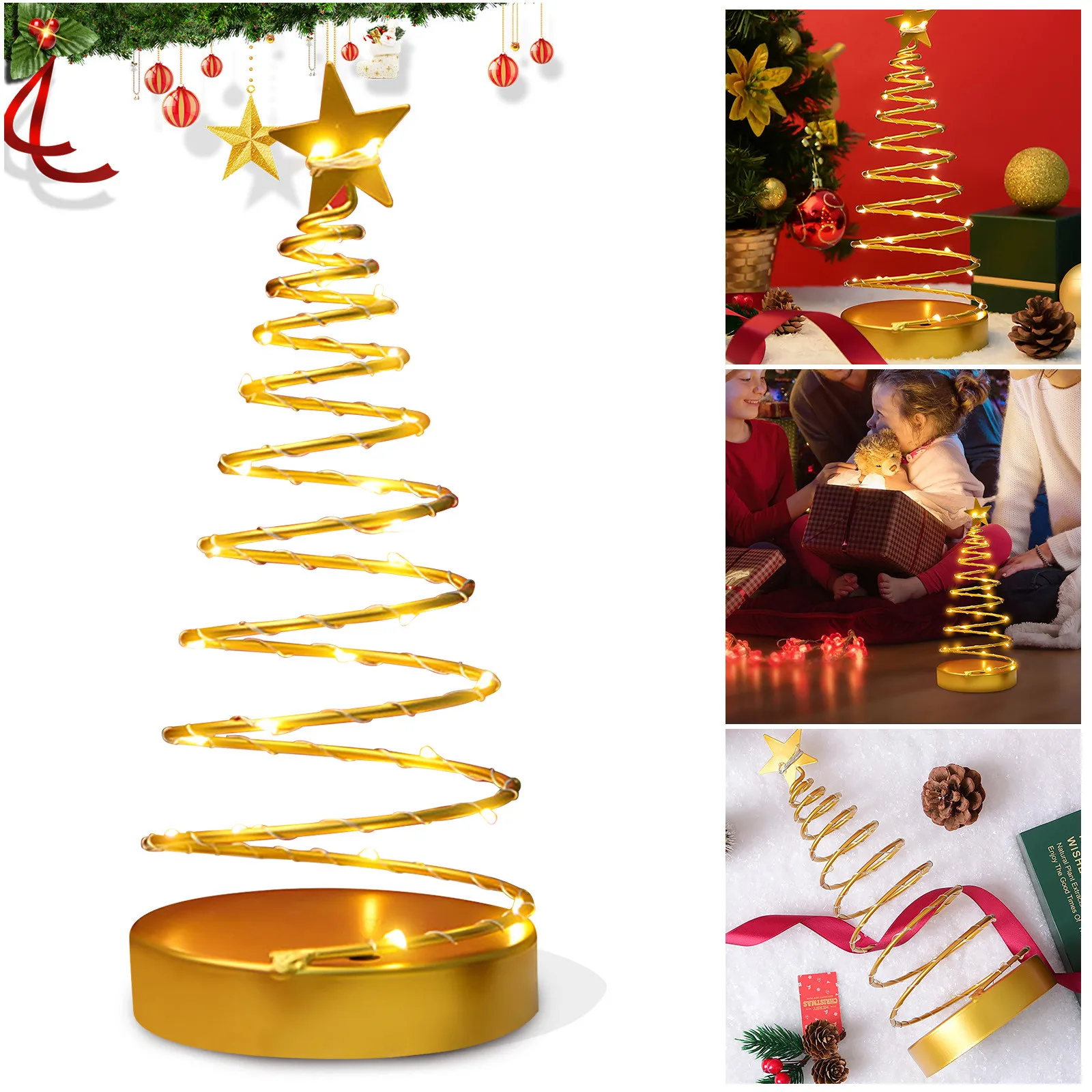 

Рождественские настольные украшения из кованого железа, пятиконечная звезда с подсветкой, фотоподарок