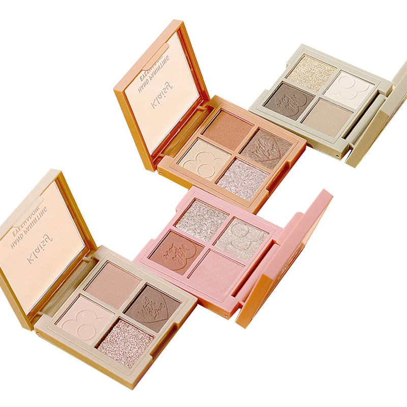 

Klaisy 4 Colors Pigmented Eyeshadow Palette Matte Shimmer Glitter Pigmented Makeup Eye Shadow Waterproof Cosmetics