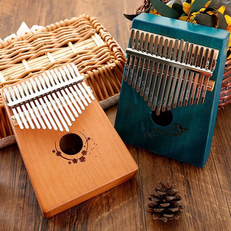 

17 Keys Kalimba, Portable Mbira Thumb Finger Piano for Kids Adults Beginners High-Quality Wood Mahogany Body Creative Music Box