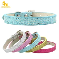bling leather dog collar adjustable puppy cat neck strap luxury rhinestone buckle pet supplies collars for small medium dog s xl