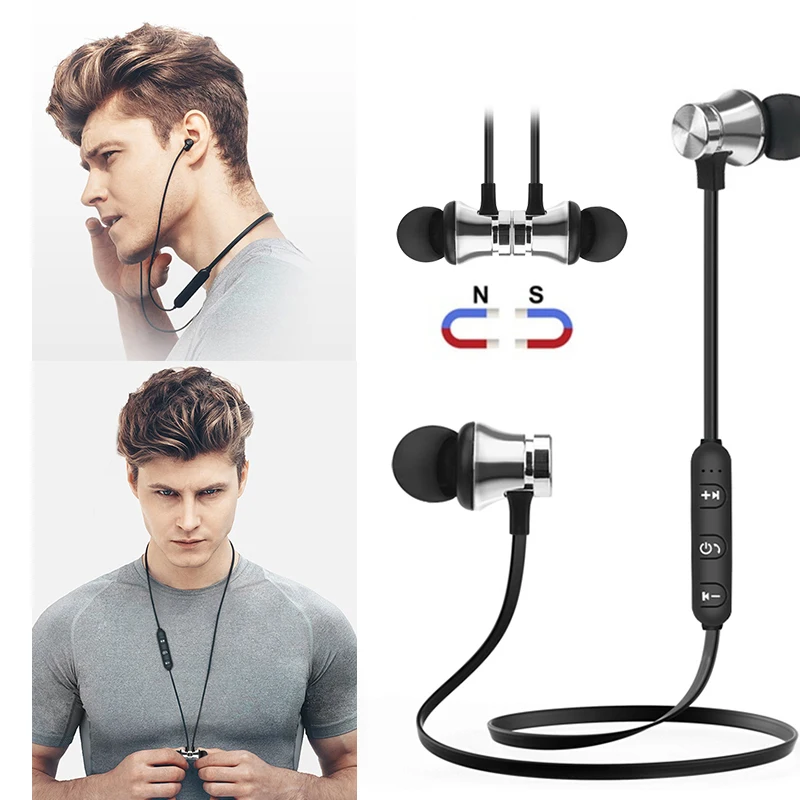 

Bluetooth-compatible Earphone Earphone Sport Neckband Magnetic Wireless Headset Stereo Earbuds Music Metal Headphones With Mic