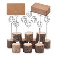 10pcs wedding wooden stump name place card stand rack table number card clip wood art craft decoration home party