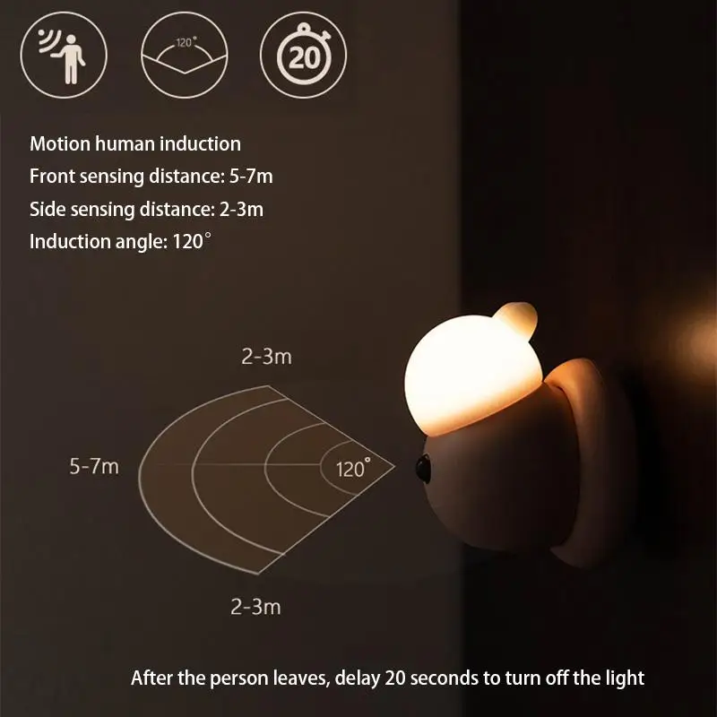 5LED PIR Motion Sensor Night Light Usb Rechargeable For Wardrobe Cupboard Closet Kitchen Lighting Silicone Pat | Освещение