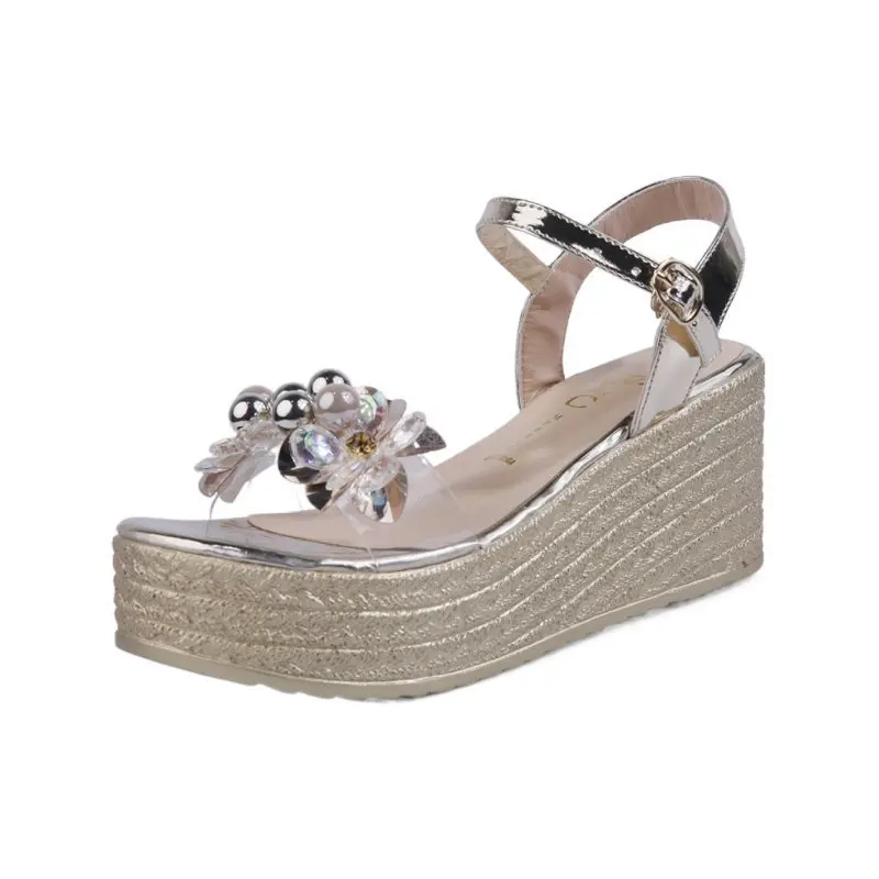 

All-Match Clear Heels Large Size Fashion Womens Shoes 2021 High Sandals Female Muffins shoe Clogs Wedge Big Luxury High-heeled B