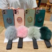 Case For OPPO Reno 5 4 SE 2 3 Z F F17 F15 K5 K3 Find X2 Pro Neo Lite 10x Zoom 6D Plating Hairball Diamond Stand Cover