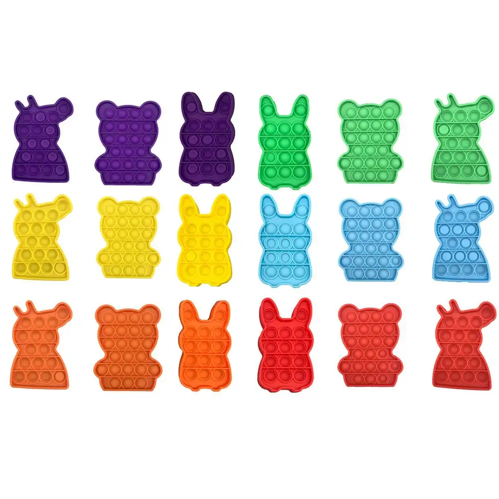 Животное Форма Банни медведя изображающие пятачка пуш ап пузырь силиконовая