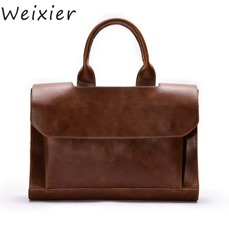 Сумка WEIXIER Мужская для ноутбука 13 дюймов модная кожаная сумочка мессенджер Crazy Horse