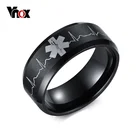 Vnox Спецодежда медицинская идентификации Кольца для Для мужчин изделия панк черный 8 мм Нержавеющая сталь id кольцо