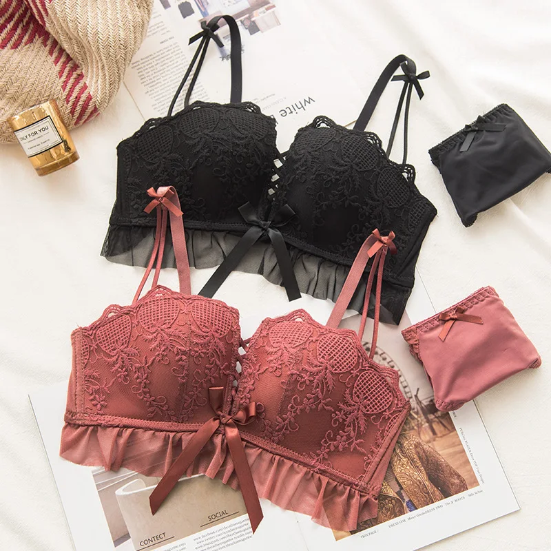 Женский кружевной бюстгальтер с эффектом потертости красный и зеленый цвета