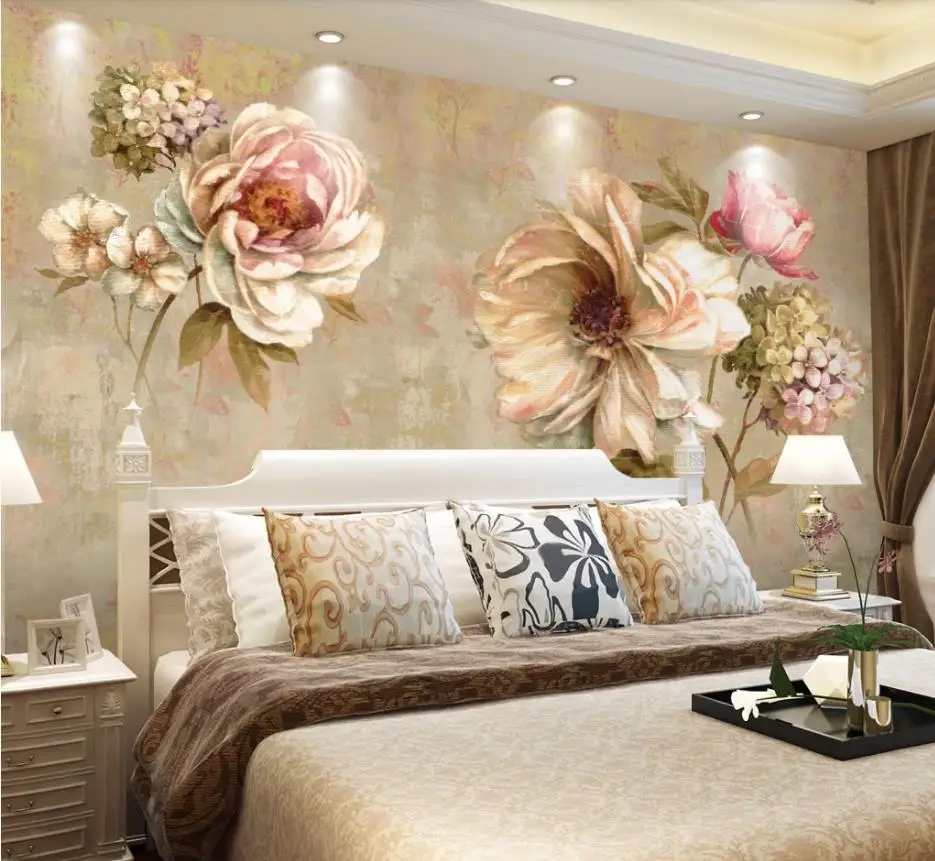 3d стереоскопические обои ретро картина маслом цветок Европейский фон настенная