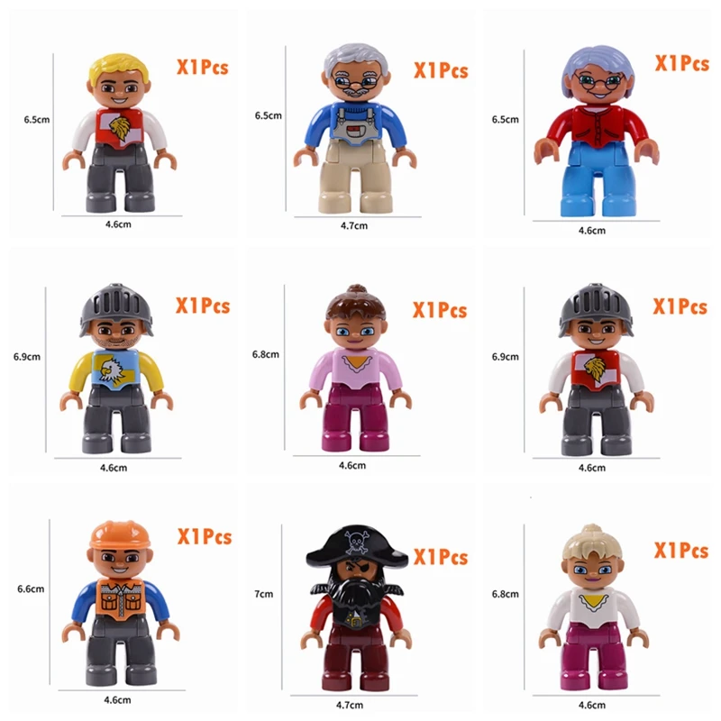Duplo строительные блоки фигурки семья полицейский фермер совместим с Duploed