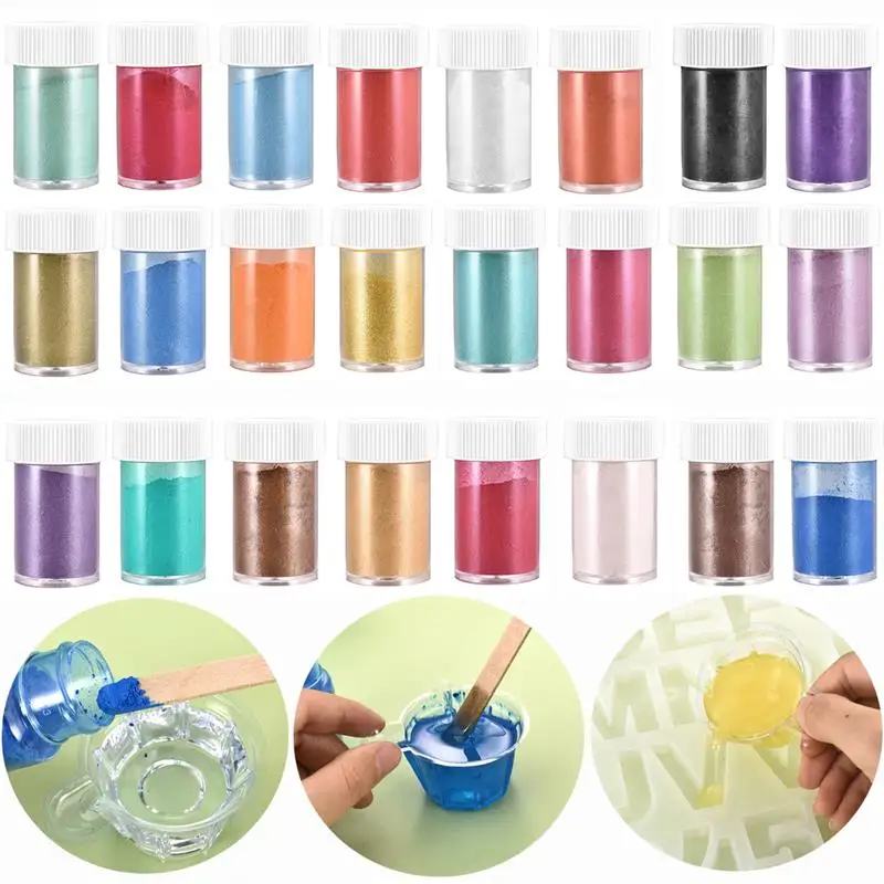 

24 Colors 5/10g Pigment Filler For Resin Mold Making Pearl Powder Dye Pearl Resin Nail Paint Pigment for Jewelry Making