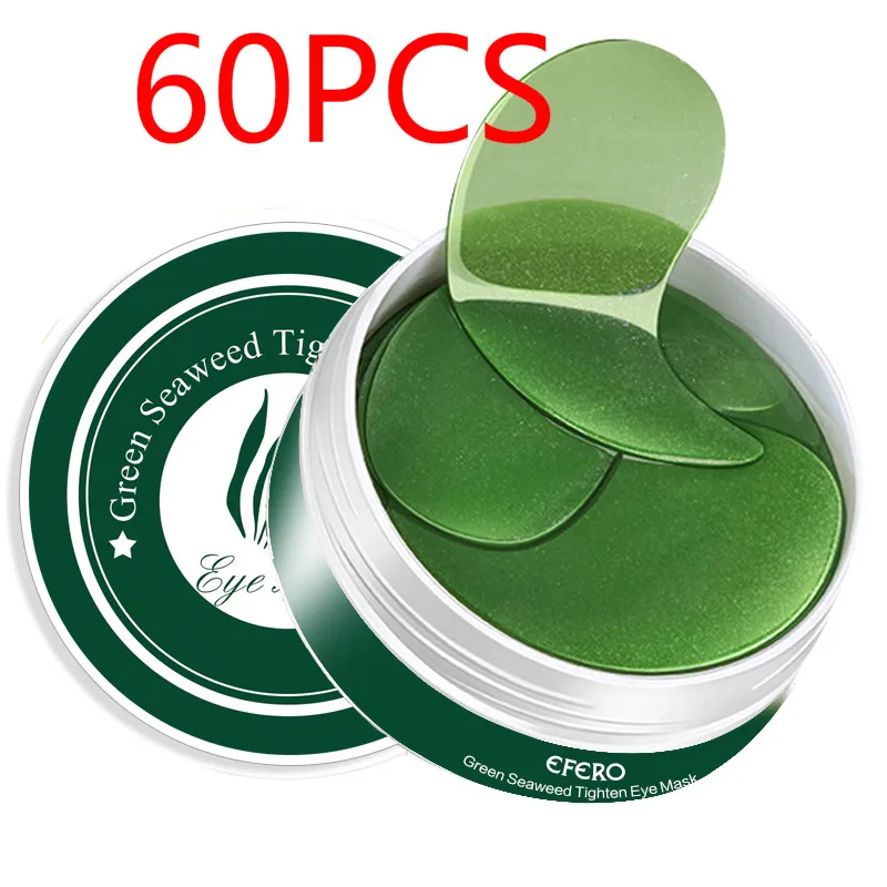 60PCS Style 1 50/60 шт маска для глаз гель Морские Водоросли Коллаген патчи для глаз под глазами мешки для удаления темных кругов увлажняющие подушечки для глаз маски уход за кожей - Цвет: 60PCS Style 1