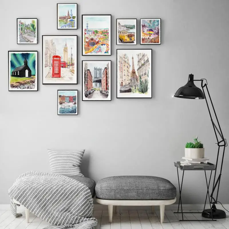 Пейзаж города для путешествий ручная роспись на холсте в европейском и