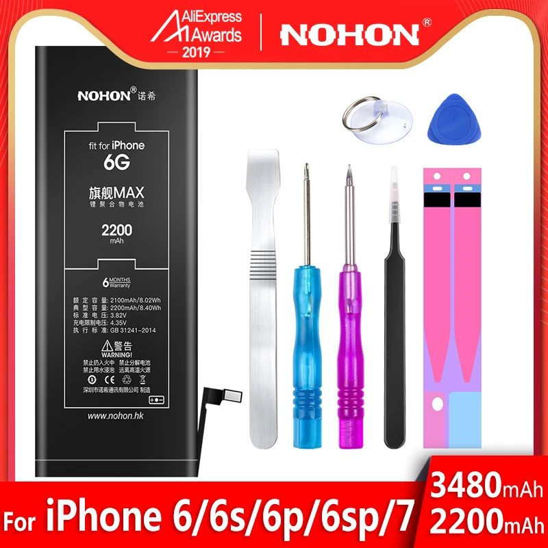 NOHON телефон батарея для iPhone 6 6S 7 8 SE X 5 5S 5C Xs Xr iPhone6 iPhone7 аккумулятор замена большой емкости литиевая батарея