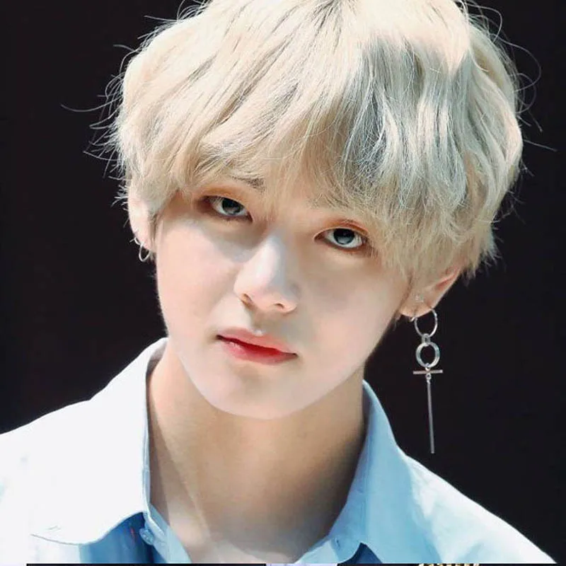 BTS Kim Tae Hyung BigHit развлечения v с большим кольцом для ушей Простые Длинные серьги