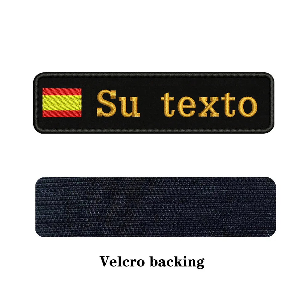 brown-Velcro На заказ Вышивка Флаг Испании имя или заплатка с текстом 10 см* 2,5 см значок Утюг на или липучке Подложка для одежды брюки рюкзак шляпа - Цвет: brown-Velcro