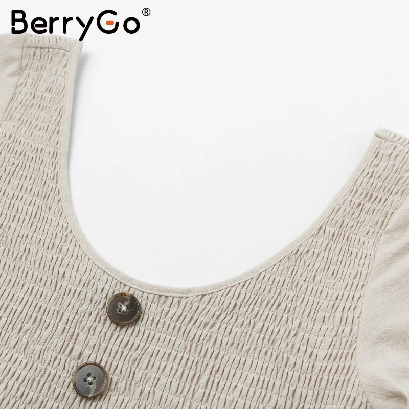 Длинные вечерние платья BerryGo однобортное хлопковое платье с рукавом три четверти