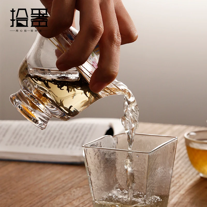 Эмалированная цветная термостойкая стеклянная чаша с тремя чашами чайная