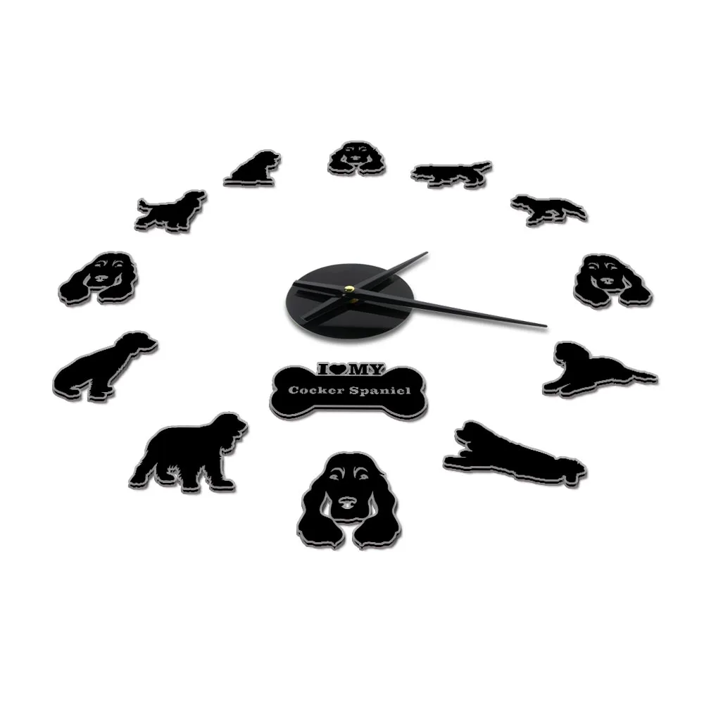 Часы настенные кварцевые с 3D рисунком Кокер-спаниель акриловые украшения сделай