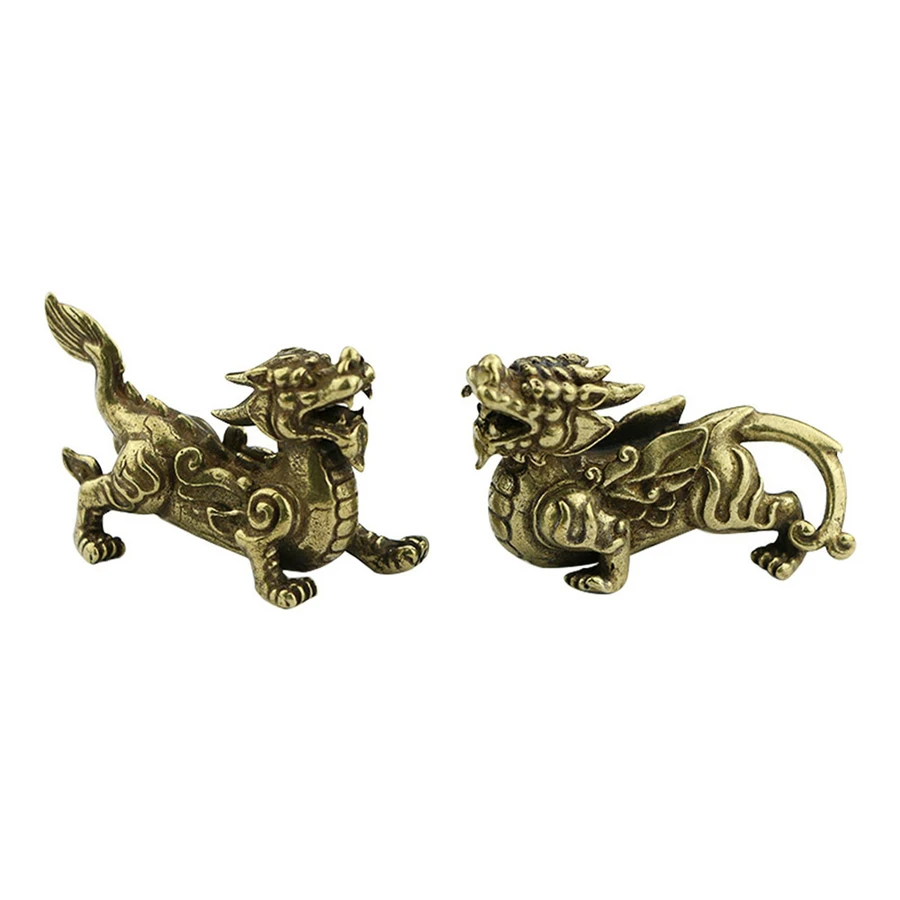 

A Pair Of Lucky Animal Statues Made Of Copper Antique Animal Pi Xiu Figurines