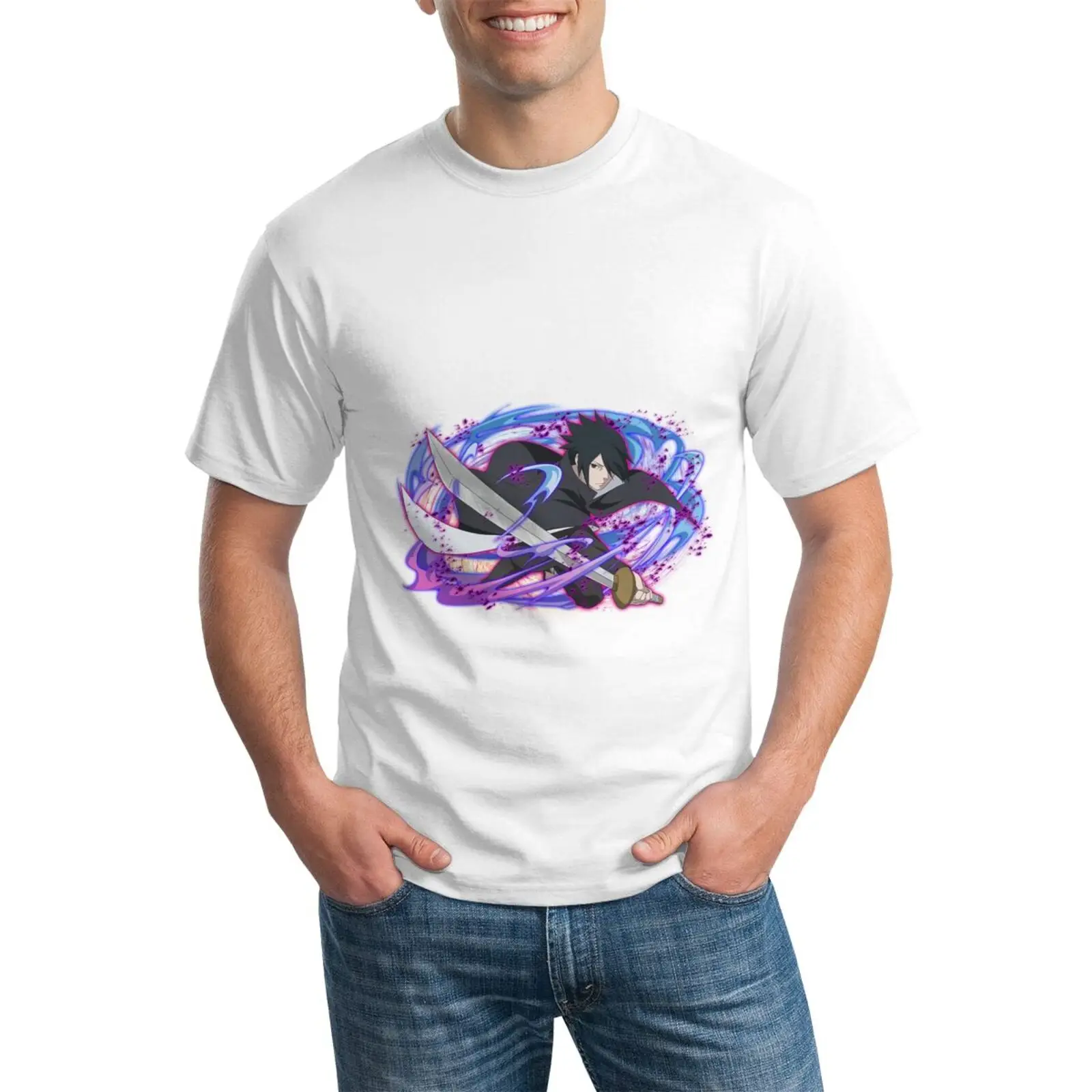 

DIY custom printed T-shirt short-sleeved white print pattern comic T-shirt Japanese manga male T-shirt