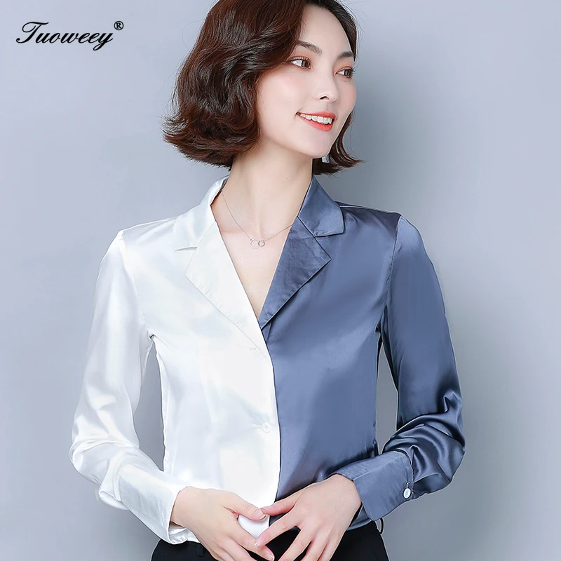 

2019 Women Spring Autumn Chiffon Blouses Tops elegant office OL Shirts Ladies lace Blouse Femme Long Sleeve Plus Size Blusas