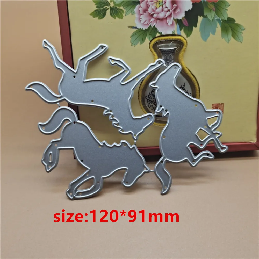 

3pcs Horse Metal Cutting Dies Scrapbooking Craft Stamps Cutdie Embossing Card Make Stencil
