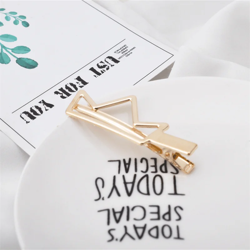 Женские Геометрические заколки невидимки с полыми звездами и сердцем| |