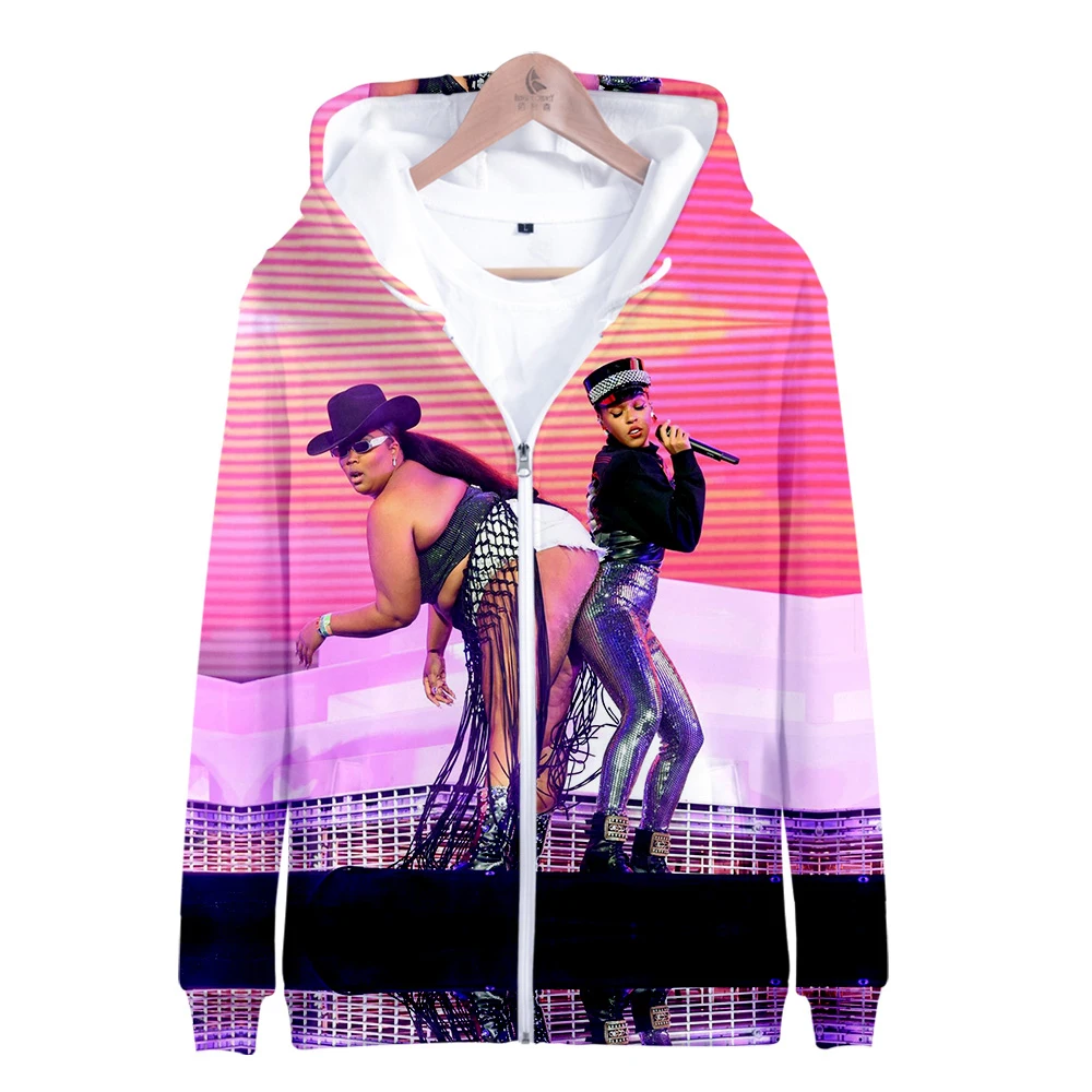 

Толстовки и свитшоты Raper Lizzo, рубашка на молнии с 3d принтом, мужские толстовки, повседневная одежда в стиле хип-хоп