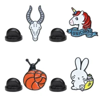 goat snail rabbit unicorn cartoon animal color dripping oil metal brooch badge delivery decoration gift for children