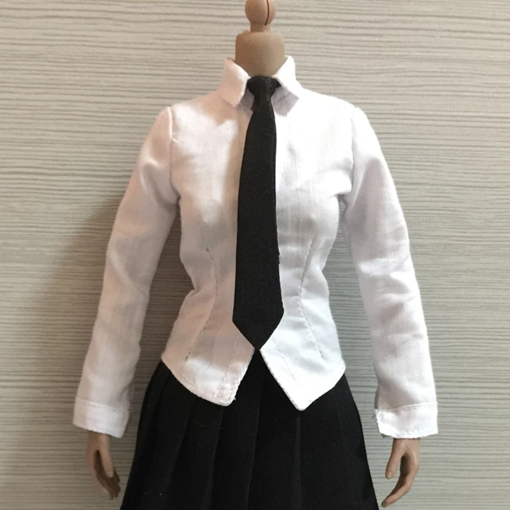 

1/6 White Long Sleeve Shirt Top for 12'' Kumik Female Figure