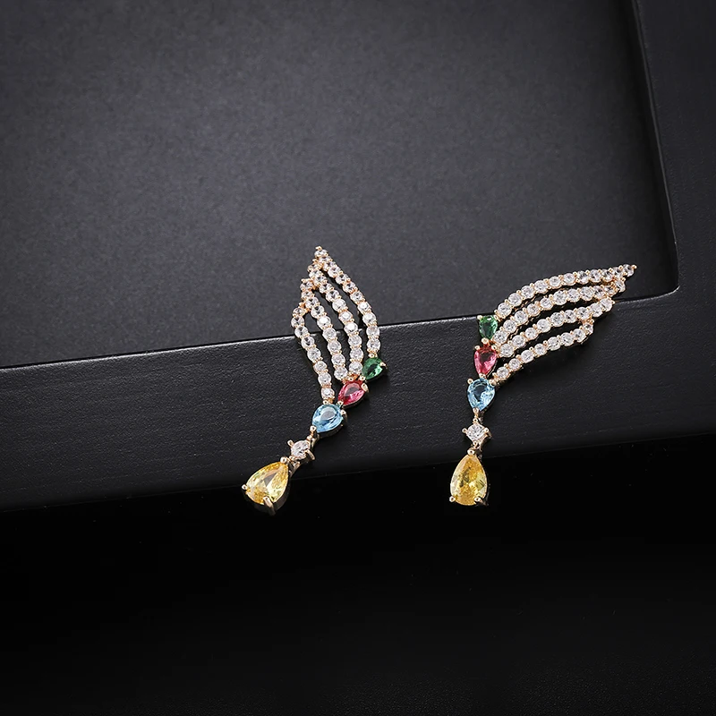 Женские яркие блестящие серьги SINZRY корейские серьги-капли с кубическим