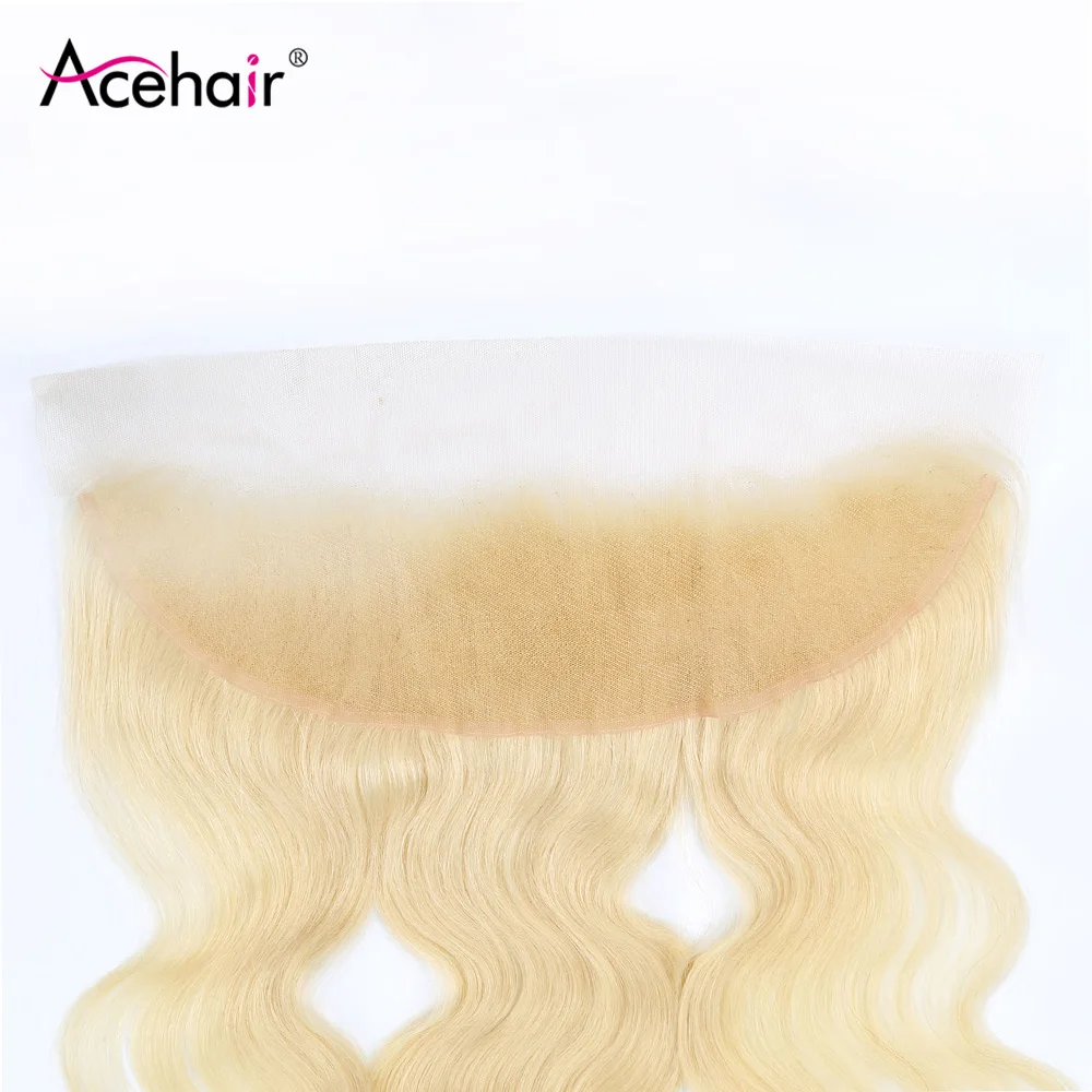 Ace Hair 13X4, фронтальная кружевная застежка, бразильские волнистые человеческие волосы, фронтальная часть, 613 цветов, волосы remy, Фронтальная застежка для уха и уха