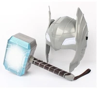 child cosplay led light luminous sounding helmet weapon mjolnir hammer quake model toy costume party kids gift