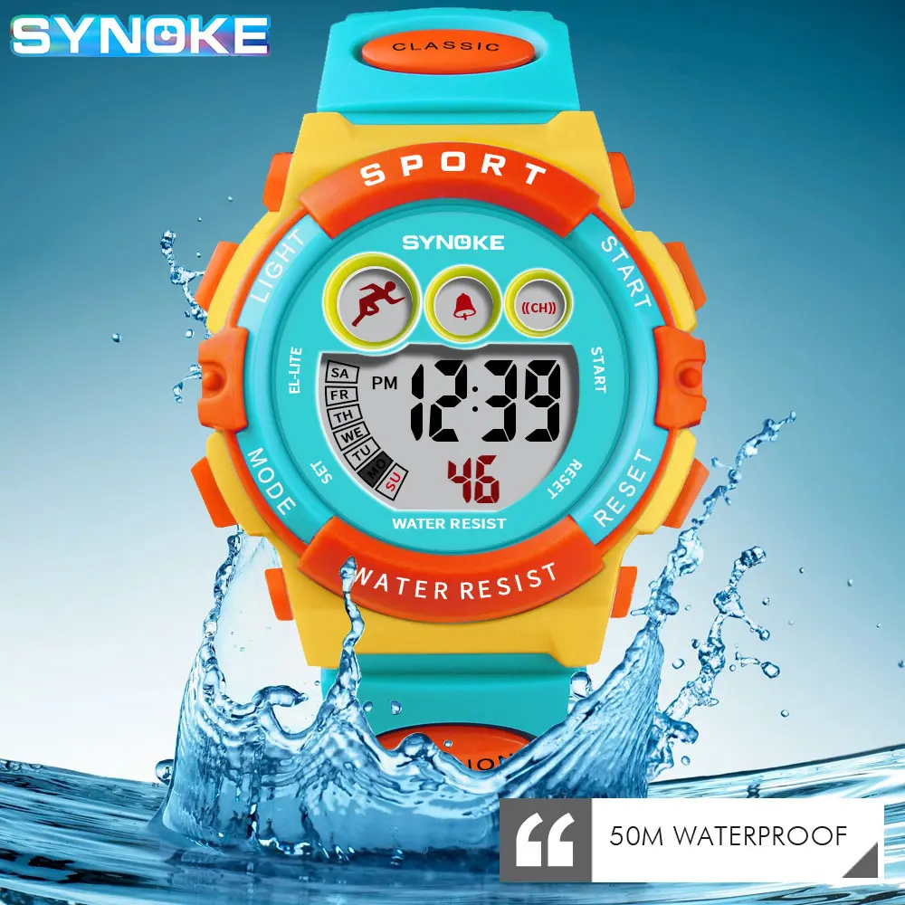 

2021 New SYNOKE Watches For Kids Colorful Electronic Watchwrist 50M Waterproof Clock Children Digital Watch Boys Girls Gift Swim