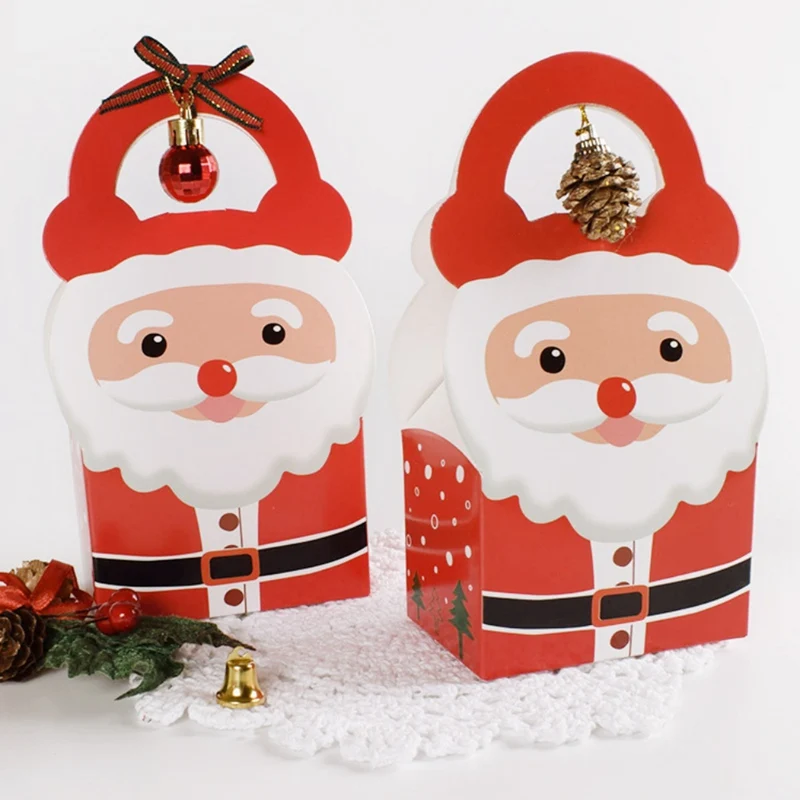 New High Quality 10pcs Christmas Ornaments Paper Gift Box Santa Claus Candy Bag Cookies Decoration Cute | Дом и сад