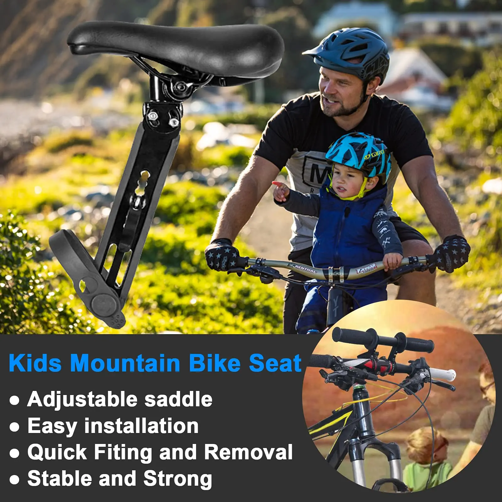 Mountain Child Baby Bicycle Saddle Set Front Cycling Seat Soft MTB Bike Frame Quick Release Kids Parts Accessories | Спорт и