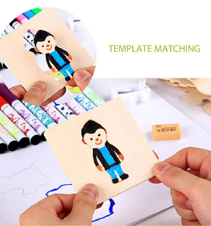 

Children's Drawing Aid Set Toys 50 Pieces Template Children's Painting Educational Toys Montessori Educational gifts for kids