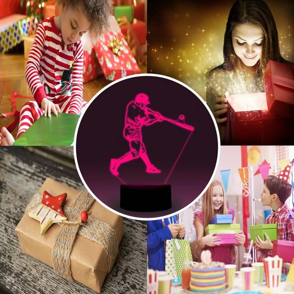 NiteApps 3D бейсбольная игра ночник настольная Иллюзия украшение лампа подарок на