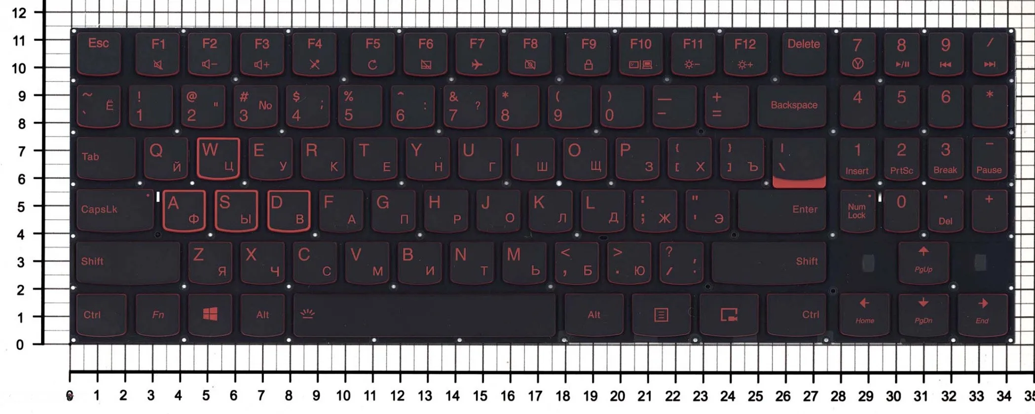 Клавиатура для Lenovo Legion Y520 Y520-15IKB черная без рамки красная подсветка | Компьютеры и