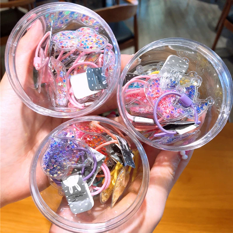 Детская прозрачная эластичная лента для волос из ПВХ с блестками 1 комплект милые